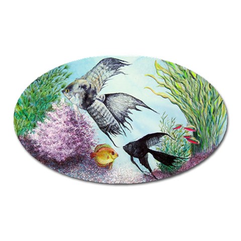 Angel Fish and Neon Aquarium Magnet (Oval) from ZippyPress Front