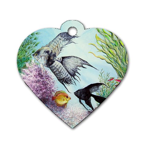 Angel Fish and Neon Aquarium Dog Tag Heart (One Side) from ZippyPress Front