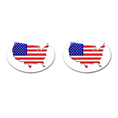 American Map Flag Cufflinks (Oval) from ZippyPress Front(Pair)