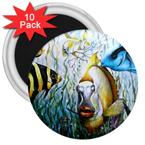 Bubba Fish and Friends Aquarium 3  Magnet (10 pack) from ZippyPress Front