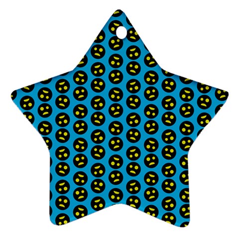 0059 Comic Head Bothered Smiley Pattern Ornament (Star) from ZippyPress Front