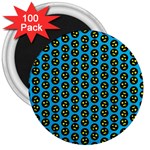 0059 Comic Head Bothered Smiley Pattern 3  Magnets (100 pack)