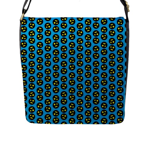 0059 Comic Head Bothered Smiley Pattern Flap Closure Messenger Bag (L) from ZippyPress Front