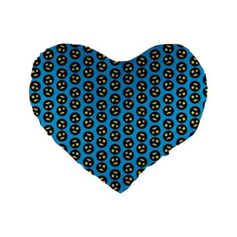 0059 Comic Head Bothered Smiley Pattern Standard 16  Premium Flano Heart Shape Cushions from ZippyPress Front