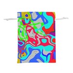 Colorful distorted shapes on a grey background                                                 Lightweight Drawstring Pouch (L)