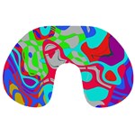 Colorful distorted shapes on a grey background                                                     Travel Neck Pillow