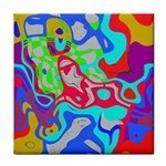 Colorful distorted shapes on a grey background                                                     Tile Coaster