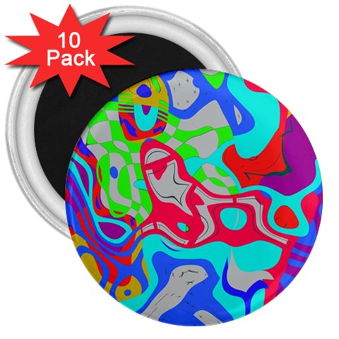 Colorful distorted shapes on a grey background                                                     3  Magnet (10 pack) from ZippyPress Front