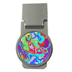 Colorful distorted shapes on a grey background                                                     Money Clip (Round)