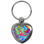 Colorful distorted shapes on a grey background                                                     Key Chain (Heart)