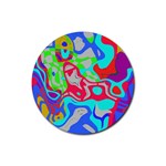 Colorful distorted shapes on a grey background                                                     Rubber Coaster (Round)
