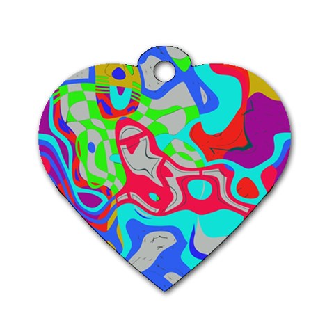 Colorful distorted shapes on a grey background                                                     Dog Tag Heart (One Side) from ZippyPress Front