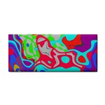 Colorful distorted shapes on a grey background                                                     Hand Towel