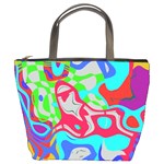 Colorful distorted shapes on a grey background                                                     Bucket Bag