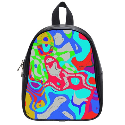 Colorful distorted shapes on a grey background                                                     School Bag (Small) from ZippyPress Front