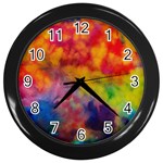 Colorful watercolors texture                                                    Wall Clock (Black)