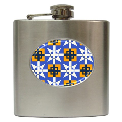 Shapes on a blue background                                                           Hip Flask (6 oz) from ZippyPress Front