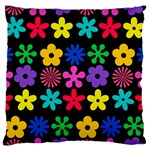 Colorful flowers on a black background pattern                                                           Standard Flano Cushion Case (Two Sides)