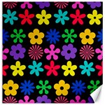 Colorful flowers on a black background pattern                                                            Canvas 20  x 20 
