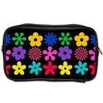 Colorful flowers on a black background pattern                                                            Toiletries Bag (One Side)