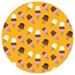 Ice cream on an orange background pattern           Round Trivet
