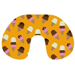 Ice cream on an orange background pattern                                                             Travel Neck Pillow from ZippyPress Front