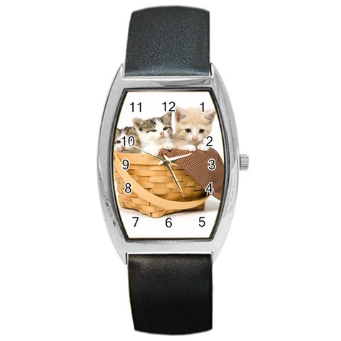 Kittens in a basket Barrel Style Metal Watch from ZippyPress Front