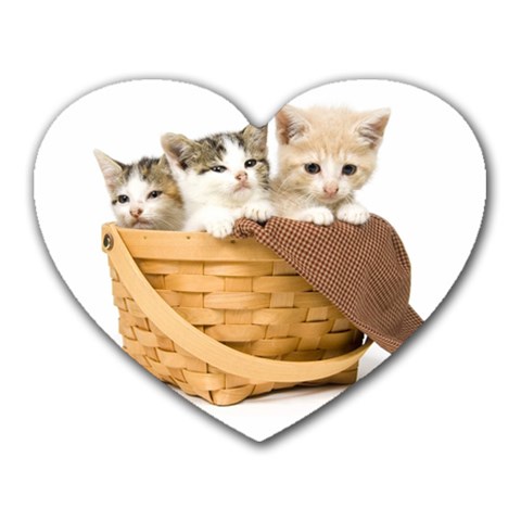 Kittens in a basket Mousepad (Heart) from ZippyPress Front