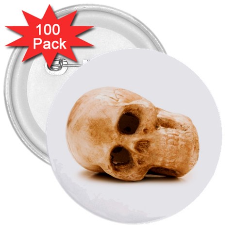 White Skull 3  Button (100 pack) from ZippyPress Front