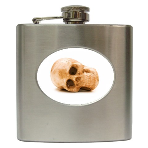 White Skull Hip Flask (6 oz) from ZippyPress Front