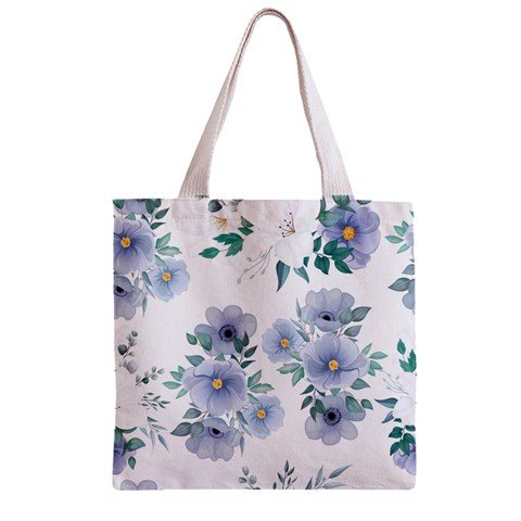 Floral pattern Zipper Grocery Tote Bag from ZippyPress Front