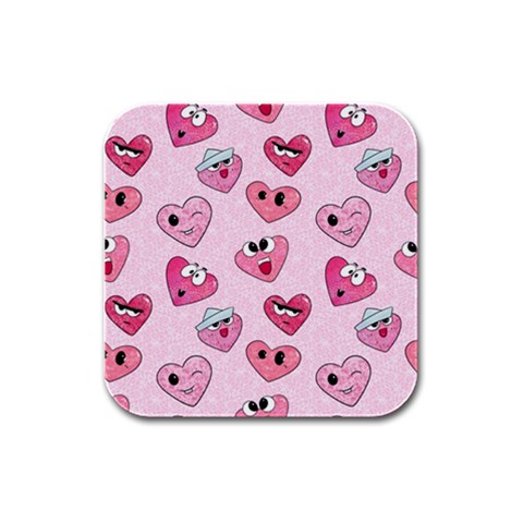 Emoji Heart Rubber Square Coaster (4 pack) from ZippyPress Front
