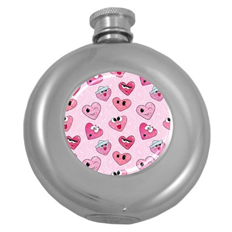 Emoji Heart Round Hip Flask (5 oz) from ZippyPress Front