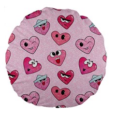 Emoji Heart Large 18  Premium Round Cushions from ZippyPress Front