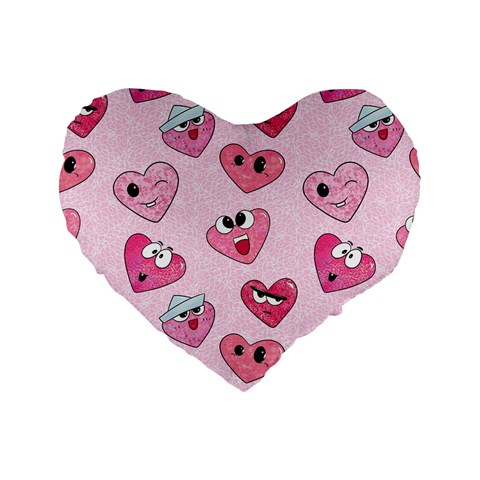 Emoji Heart Standard 16  Premium Heart Shape Cushions from ZippyPress Front