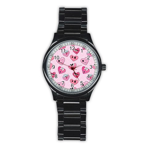 Emoji Heart Stainless Steel Round Watch from ZippyPress Front