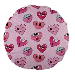 Emoji Heart Large 18  Premium Flano Round Cushions from ZippyPress Front