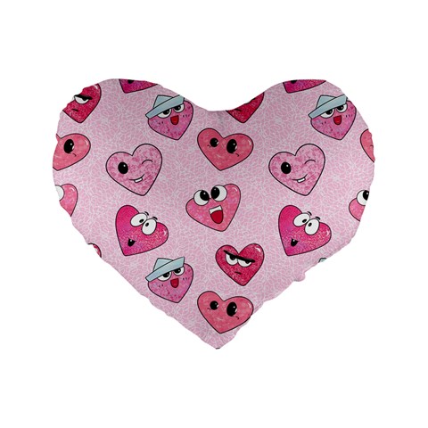 Emoji Heart Standard 16  Premium Flano Heart Shape Cushions from ZippyPress Front