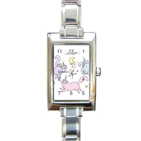 Cute unicorn cats Rectangle Italian Charm Watch from ZippyPress Front