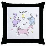  Cute unicorn cats Throw Pillow Case (Black)