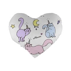 Cute unicorn cats Standard 16  Premium Heart Shape Cushions from ZippyPress Back