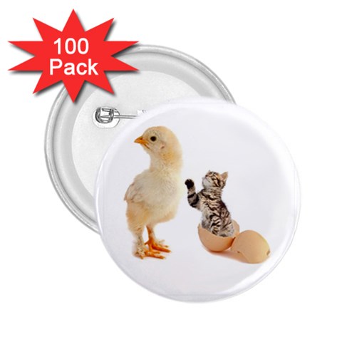 Kitten in an egg with chick 2.25  Button (100 pack) from ZippyPress Front