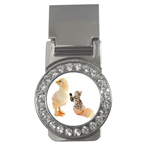 Kitten in an egg with chick Money Clip (CZ) from ZippyPress Front
