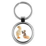 Kitten in an egg with chick Key Chain (Round)