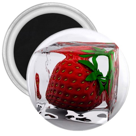 Strawberry Ice cube 3  Magnet from ZippyPress Front