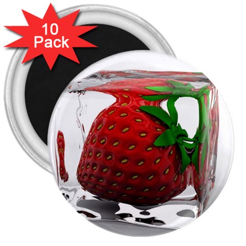 Strawberry Ice cube 3  Magnet (10 pack) from ZippyPress Front