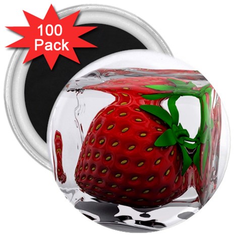 Strawberry Ice cube 3  Magnet (100 pack) from ZippyPress Front