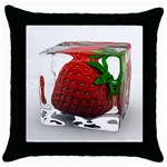 Strawberry Ice cube Throw Pillow Case (Black)