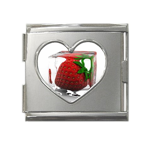 Strawberry Ice cube Mega Link Heart Italian Charm (18mm) from ZippyPress Front