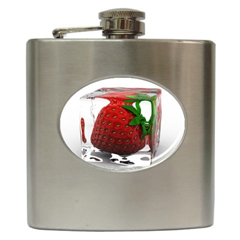 Strawberry Ice cube Hip Flask (6 oz) from ZippyPress Front